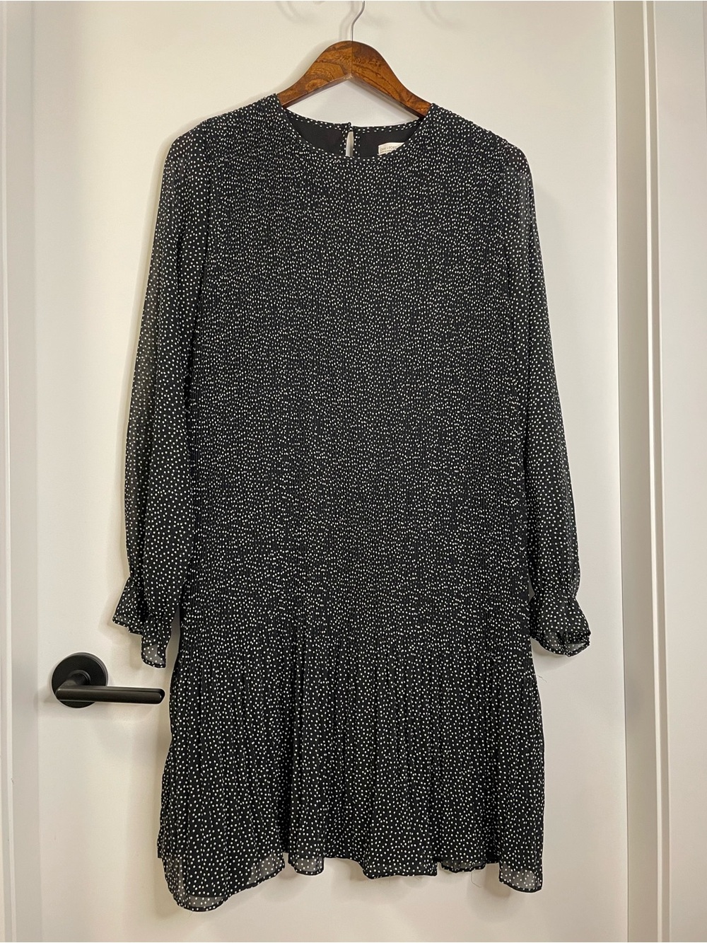 OAK + FORT Black Dress with White Microdot Print size M